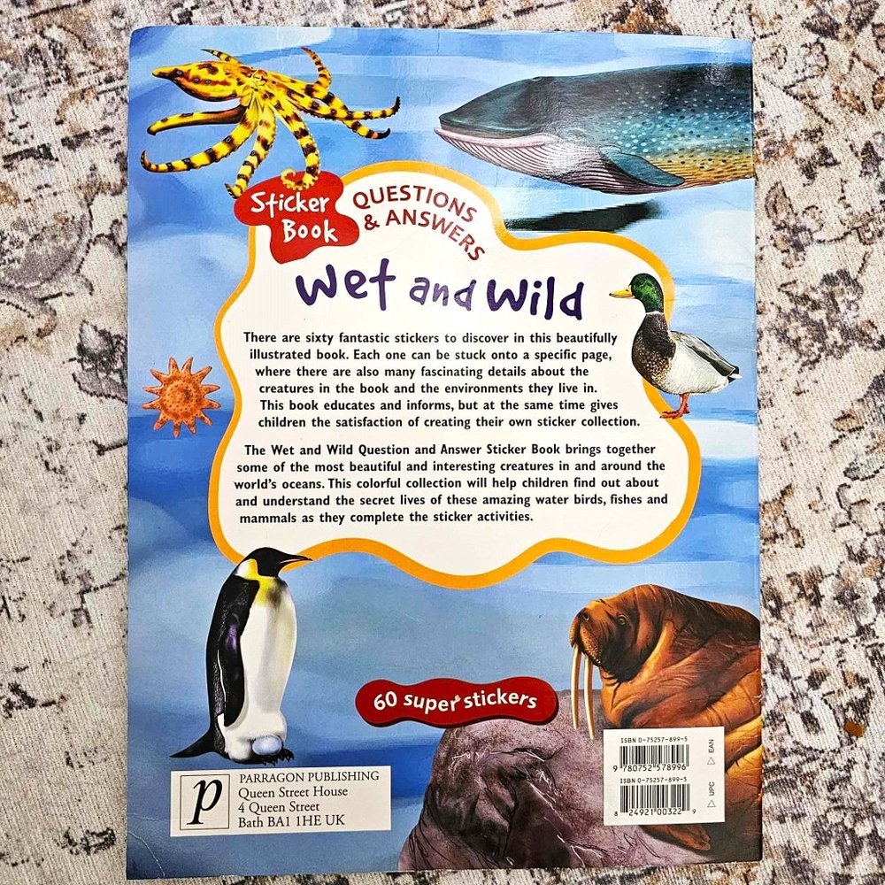 Set of 2 Children's Sticker Books. "Slimy & Scaly" and "Wet & Wild" . Softcover. - Picture 8 of 16